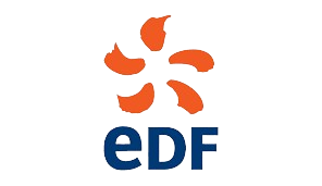 EDF logo, a major energy supplier partnered with HS Utilities.